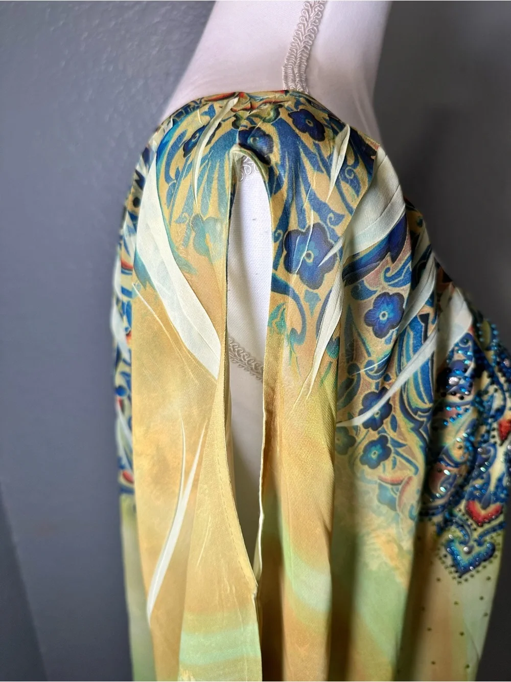 S-Twelve Green and Blue Paisley-Print Button Front Blouse